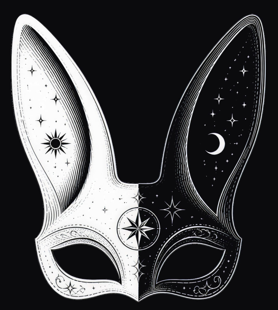 Masquerade mask, half white half black